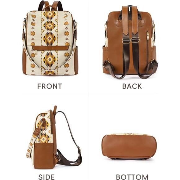 Women's Leather Backpack Purse - Anti-theft Designer Travel Bag - Picture 6 of 7